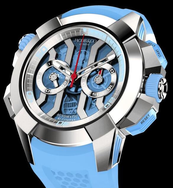 Review Jacob & Co EPIC X CHRONO TITANIUM SKY BLUE EC323.20.AA.AA.A Replica watch - Click Image to Close